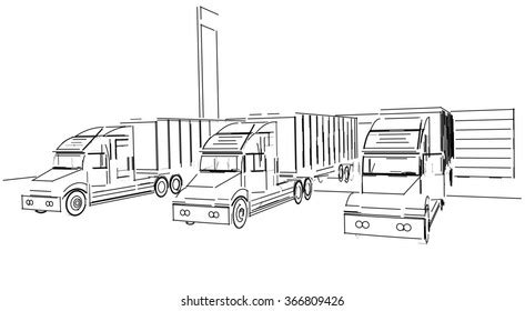 Sketch Delivery Truck Lorry Stock Illustration Shutterstock