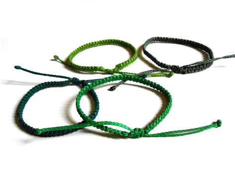 Dark Green Surfer Bracelet Macrame Mens Woven Bracelet Etsy