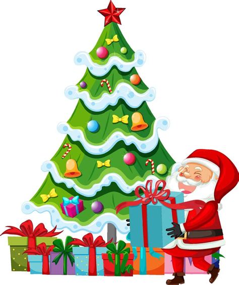 Santa Claus With Christmas Tree 13763712 Vector Art At Vecteezy