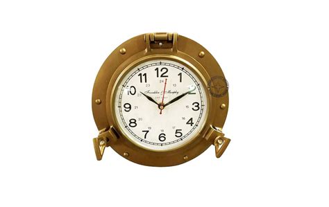 Antique Nautical Navigation Marine Ship Brass Porthole Clock Solid Brass Clock 17 Inch Best For