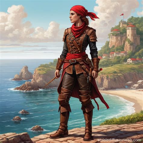 Female Swashbuckler On Coastline Stable Diffusion Online