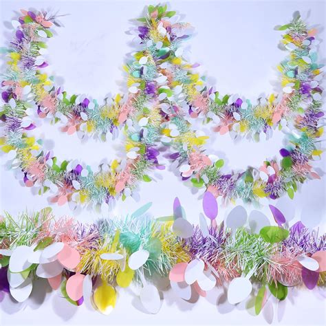 Amazon SINTENILL 50 FT Easter Tinsel Garland Colorful Easter Egg