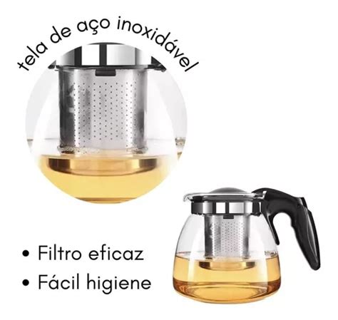 Chaleira De Vidro Bule 950 Ml Infusor Inox Chá Café Cozinha MercadoLivre