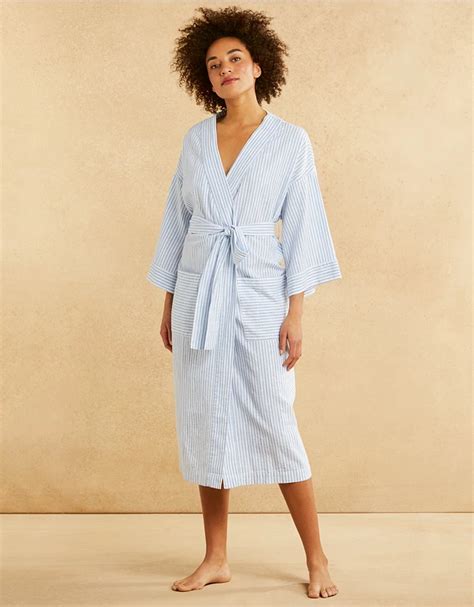 Cotton Linen Stripe Robe Robes And Dressing Gowns The White Company Uk