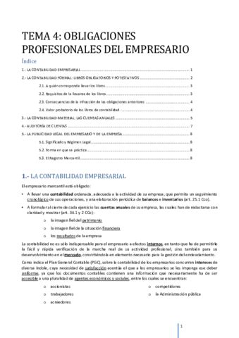 Tema Obligaciones Profesionales Del Empresario Pdf