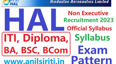 Hal Non Executive Recruitment Syllabus Iti Diploma Degree Anil