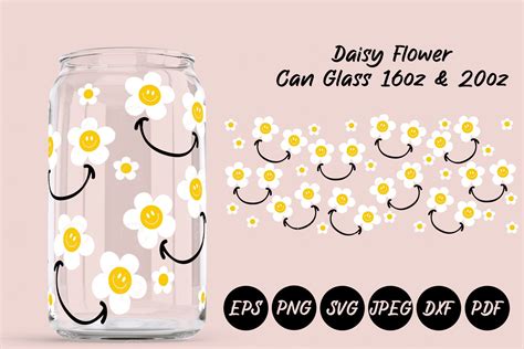 Daisy Beer Can Glass Wrap SVG 16oz 20oz Graphic By Planstocraft