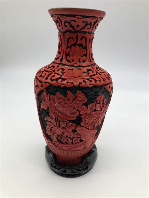 Yahooオークション 花瓶 彫漆 中国美術 中国工芸品（管4336）