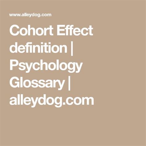 Cohort Effect Definition Psychology Glossary