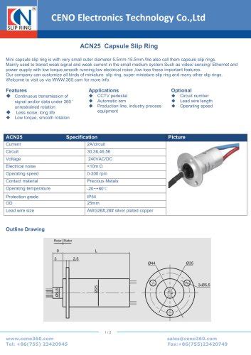 CENO Capsule Slip Ring ACN25 CENO Electronics Technology Co Ltd