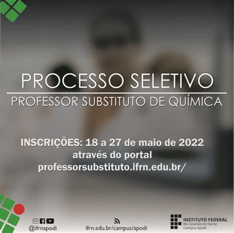 Campus Apodi abre seleção para professor substituto de Química IFRN