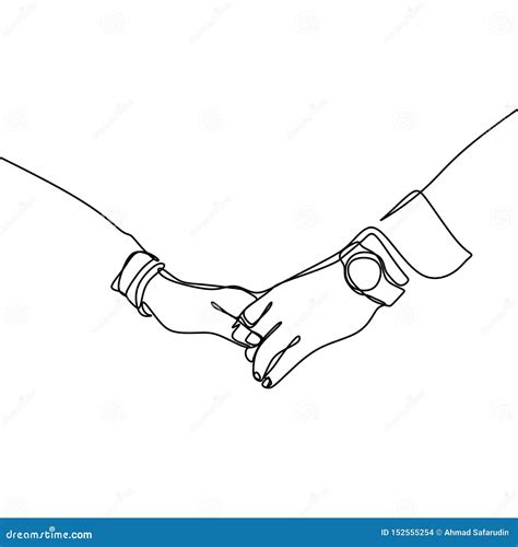 Continuous Line Drawings Of Hands Holding Together Stock Vector