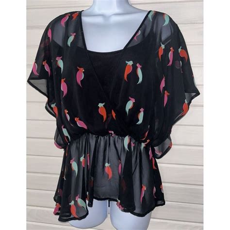 Daniel Rainn Tops Daniel Rainn Sz Small Black Cockatiel Semi Sheer