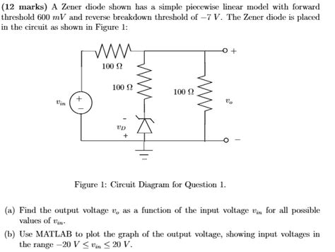 Solved 12 Marks A Zener Diode Shown Has A Simple Piecewise Linear