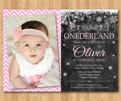 Winter Onederland Invitation Chalkboard Boy Or Girl Birthday Party