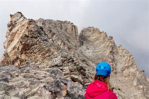 Woman Trekking On Mystical Hiking Trail Leading To Mount Olympus