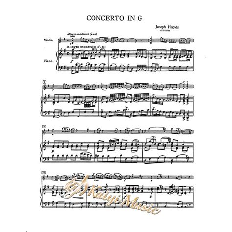 全音海頓第二號協奏曲g大調小提琴獨奏鋼琴伴奏譜 Haydn Concerto In G Major No2 V208