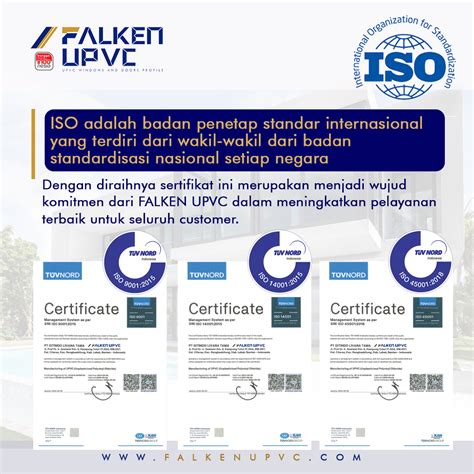 Raih SNI ISO 9001 SNI ISO 14001 Dan SNI ISO 45001 FALKEN UPVC TEGASKAN