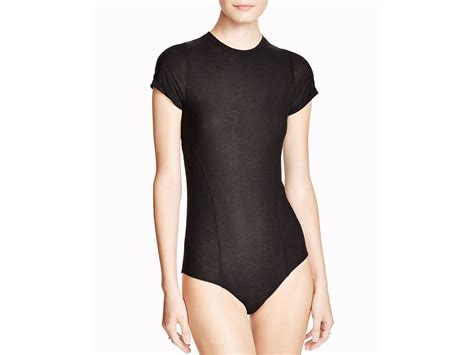 Free People Nbd Short Sleeve Bodysuit In Black Washed Black Lyst