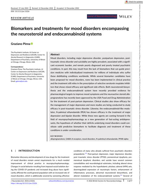 Pdf Biomarkers And Treatments For Mood Disorders Encompassing The