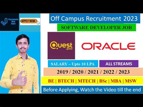 Oracle Recruitment Quest Global Recruitment For Freshers