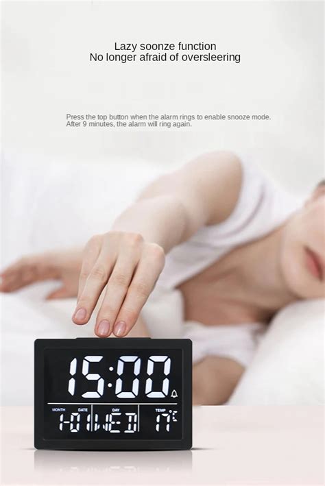 LED Digital Clock Wall Clock Desktop Alarm Clock 8 Alarms Voice Control ...