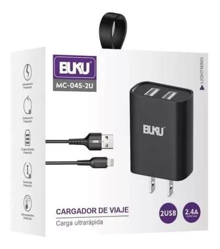 Cargador BUKU MC 045 2U usb de pared con cable carga super rápida