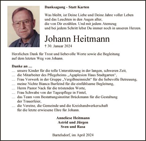 Traueranzeigen Von Johann Heitmann Trauer Kreiszeitung De