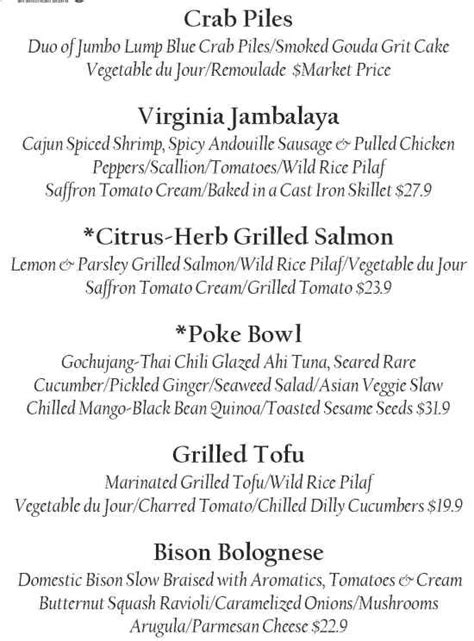 Second Street Bistro Menu, Williamsburg, VA