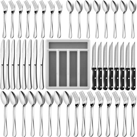 Amazon 49 Piece Silverware Set With Flatware Drawer Organizer