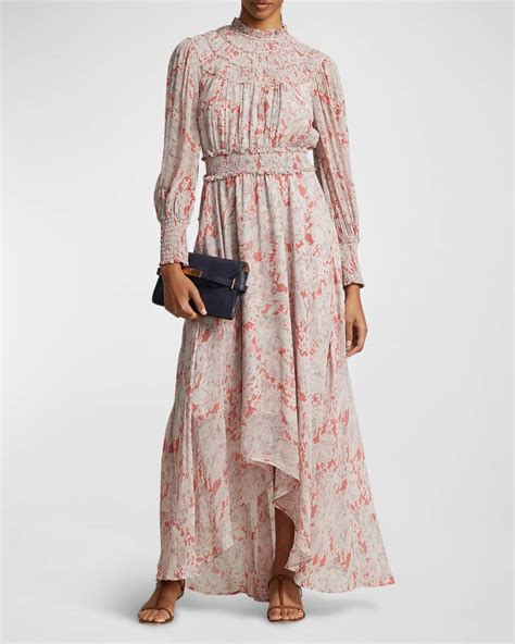 Polo Ralph Lauren Floral Crinkled Georgette Dress Neiman Marcus