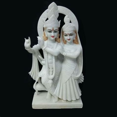 Plain Hindu Jaipur White Marble Radha Krishna Statue For Worship Size