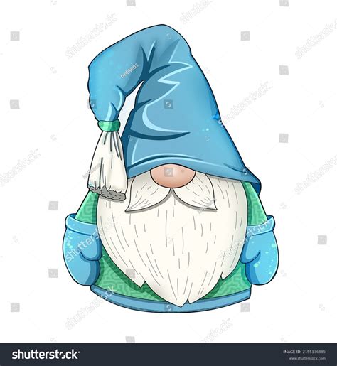 Happy Cute Baby Blue Elf Cartoon Stock Illustration 2155136885