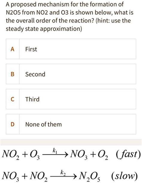 Solved A Proposed Mechanism For The Formation Of N O From No And O