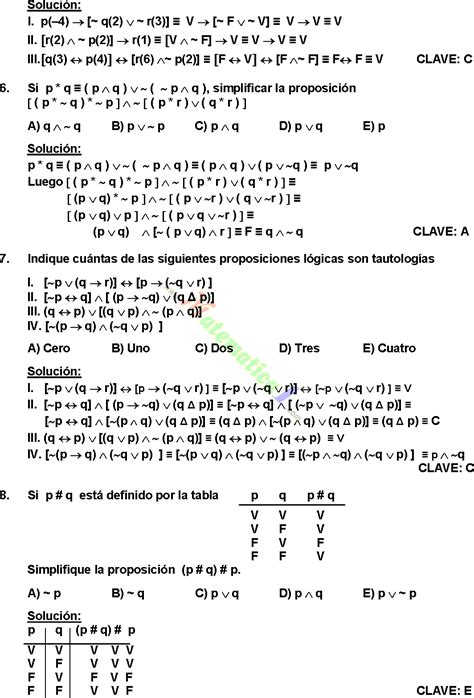 LÓGICA PROPOSICIONAL EJERCICIOS RESUELTOS DE NIVEL PREUNIVERSITARIO PDF