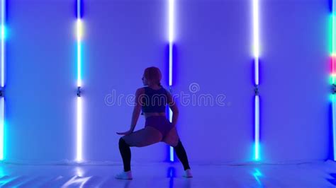 Young Woman Dancing Twerk Sensual Female In Short Shorts Moves Her