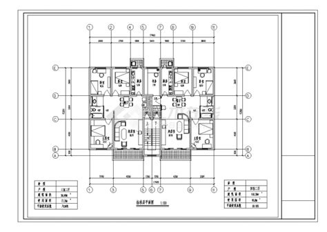 2套小区住宅综合楼1梯2户标准层不对称户型设计施工cad图纸住宅小区土木在线