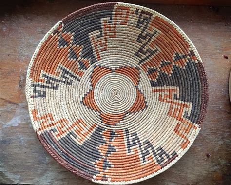 Vintage Coiled Basket Bohemian Decor Southwestern Decor Native Style