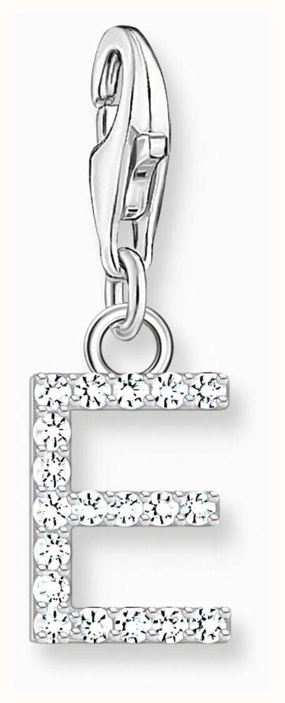 Thomas Sabo Charm Pendant Letter E With White Stones Sterling Silver