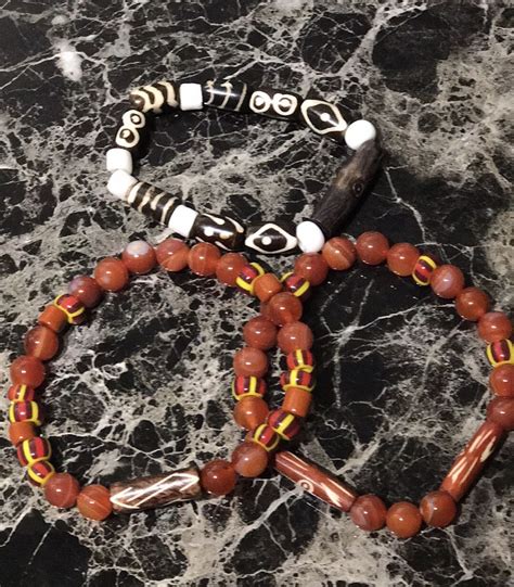 Waist Me Beads” African Glass And Wood Wrist Beads 1200 African