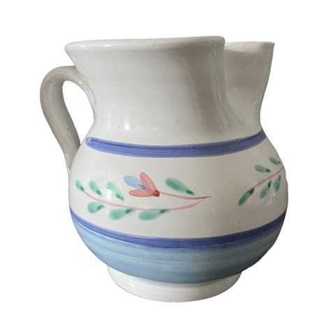 Caleca Dining Caleca Hand Painted In Italy Pottery Floral Pitcher