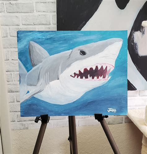 SHARK WEEK Shark Painting Acrylic Painting on Poster Board | Etsy