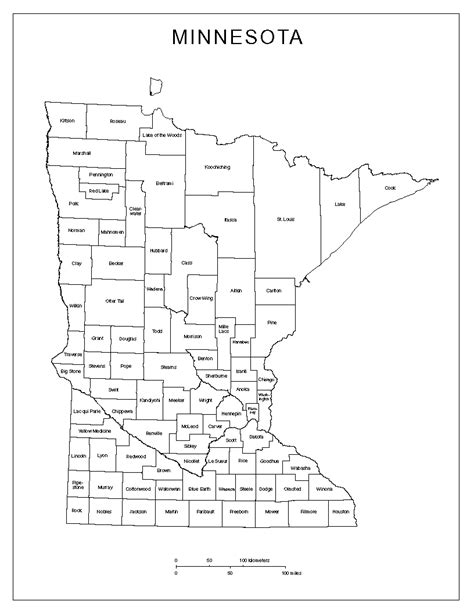 Minnesota County Map Printable