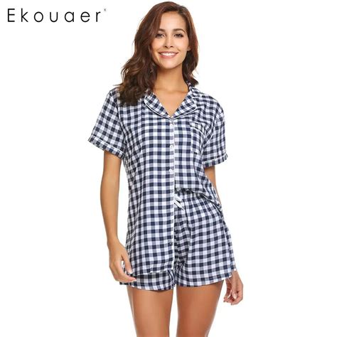 Ekouaer Two Piece Pijama Set Women Sleepwear Night Suit Lougewear Set