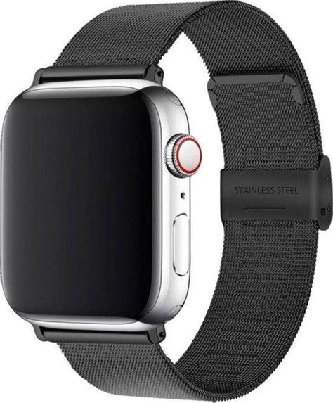 By Qubix Milanese Loop Bandje Zwart Geschikt Voor Apple Watch Mm