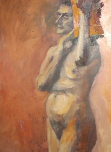 Vintage Impressionist Oil Painting Nude Woman Portrait