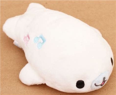 Small White Mamegoma Baby Seal With Music Notes San X Plush Toy ModeS4u