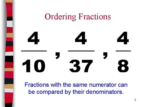 Comparing Ordering Fractions Our Favorite Subject What Should