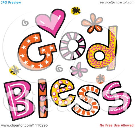 Clipart Colorful Sketched God Bless Text 1 - Royalty Free Vector Illustration by Prawny #1110295