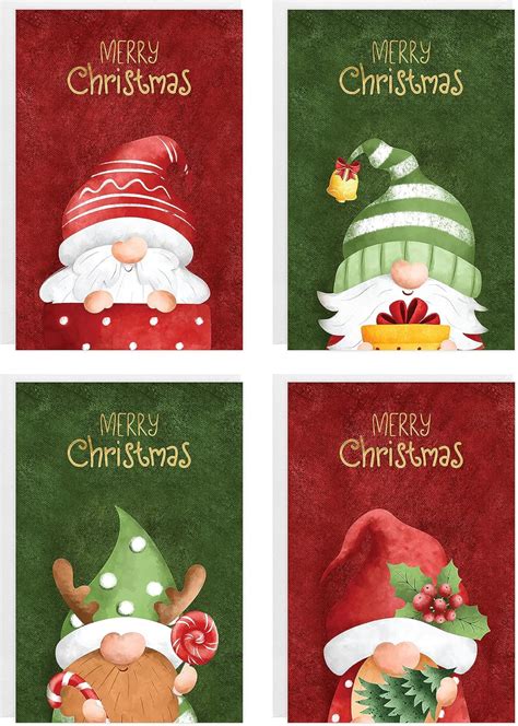 Easykart Labels 20 Christmas Gnome Cards With Envelopes